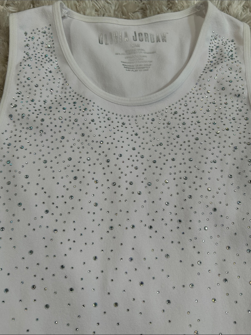 White Rhinestone Tank Top